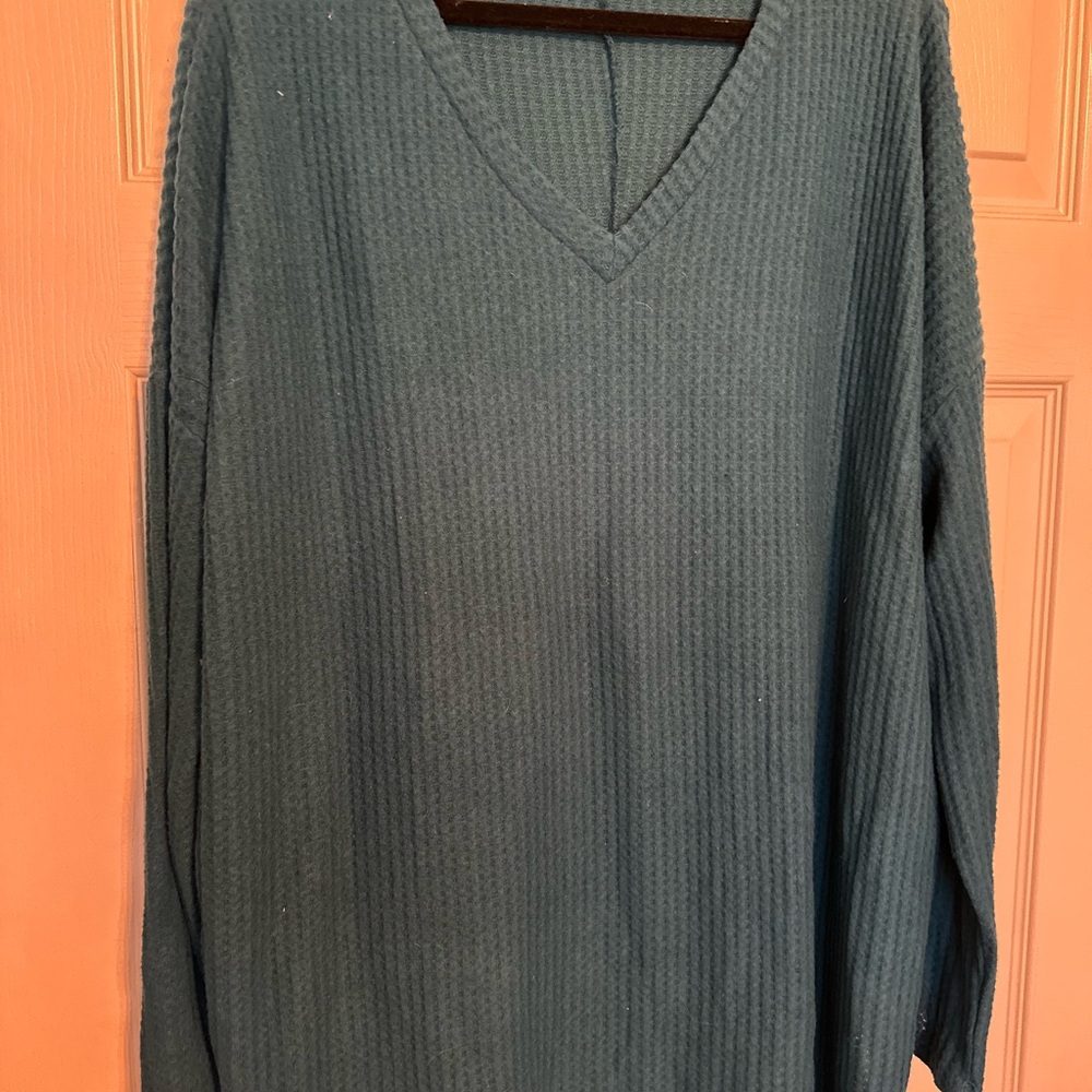 Zenana Teal Ribbed Knit Top, Brand New, Never Worn, No Tags, Boutique Purchase